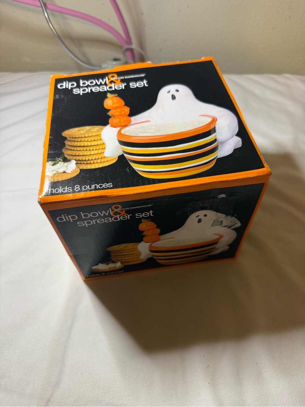 Boston Warehouse Ghost Dip Bowl & Spreader Set - Orange, Black, White